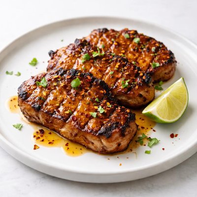 Image of Grilled Pork Cutlets with Maple Chipotle Glaze