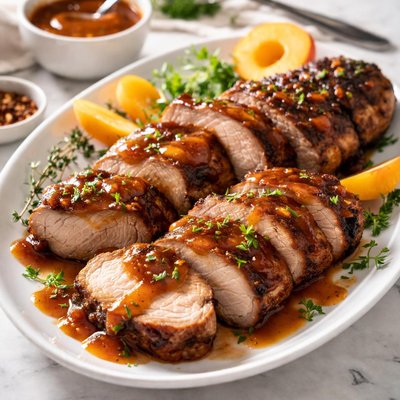 Image of Grilled Pork Tenderloin with Apricot Bbq Sauce