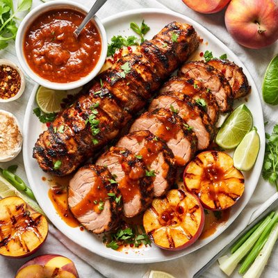 Image of Grilled Pork Tenderloin with Peach Barbecue Sauce