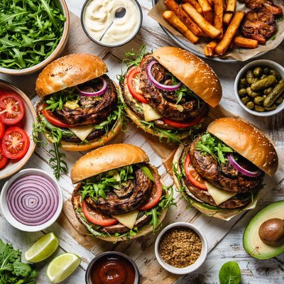 Image of Grilled Portabella Mushroom Burgers a La Dave