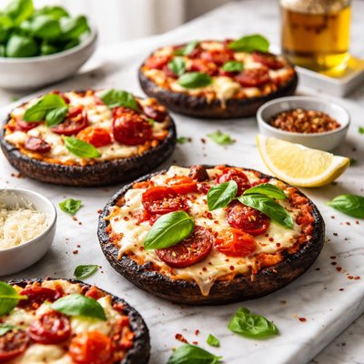 Image of Grilled Portabella Mushroom Pizzas