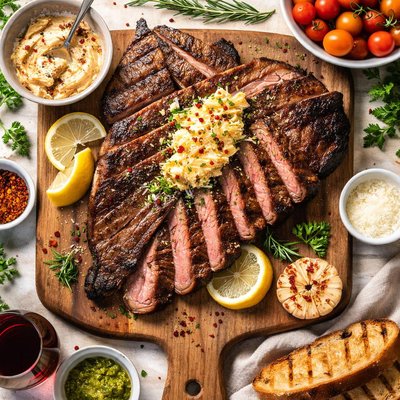 Image of Grilled Porterhouse Steak with Paprika Parmesan Butter