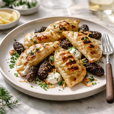 Image of Grilled Potato Morel Pierogie
