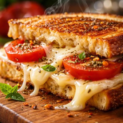 Image of Grilled Provolone Tomato and Oregano Sandwich