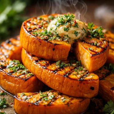 Image of Whole30 Grilled Pumpkin Slices with Herb Butter