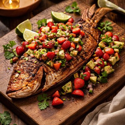 Image of Grilled Red Snapper with Strawberry Avocado Salsa