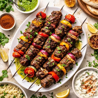 Image of Grilled Rib Eye Brochettes with Charmoula