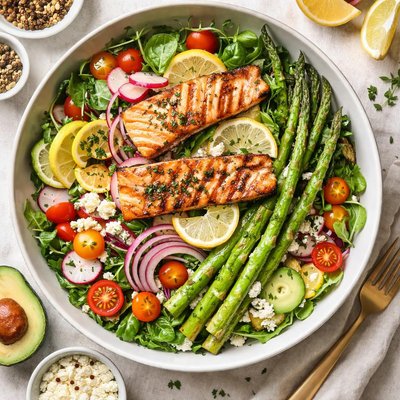Image of Grilled Salmon and Asparagus Salad