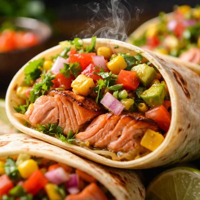 Image of Grilled Salmon Salsa Wraps