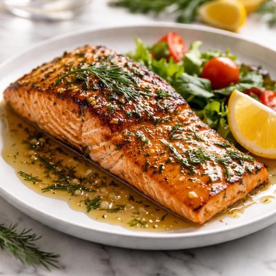 Image of Grilled Salmon with a Honey Dill Sauce