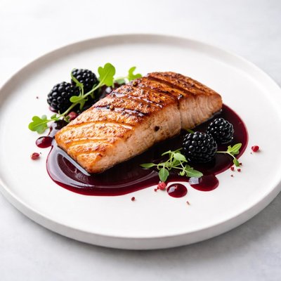 Image of Grilled Salmon with Blackberry Cabernet Coulis