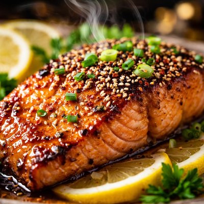 Image of Grilled Salmon with Brown Sugar Garlic and Ginger