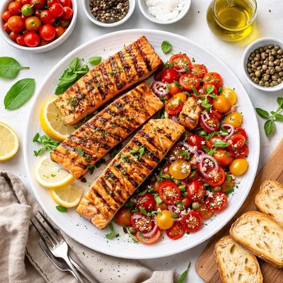 Image of Grilled Salmon with Fresh Tomato