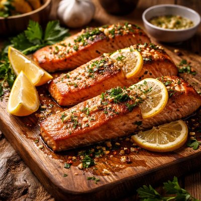 Image of Grilled Salmon with Garlic Lemon