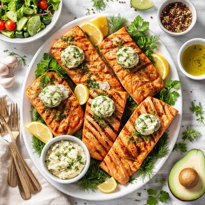 Image of Whole30 Grilled Salmon with Herb Butter