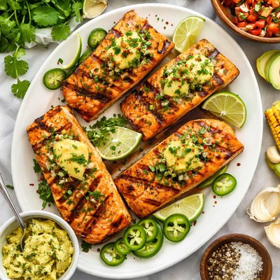 Image of Grilled Salmon with Jalapeno Butter