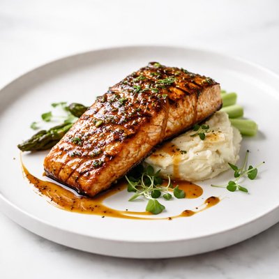 Image of Grilled Salmon with Mustard Molasses Glaze