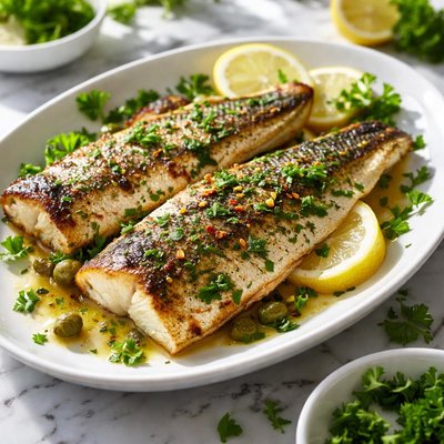 Image of Whole30 Grilled Sea Bass with Lemon Herb Marinade
