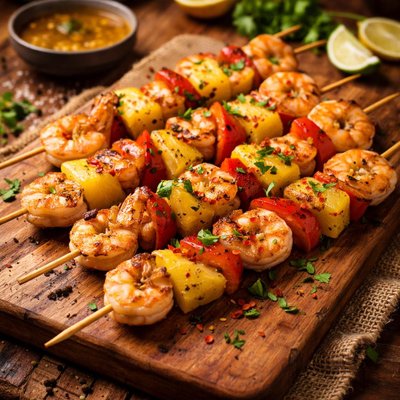 Image of Grilled Shrimp and Pineapple Kabobs