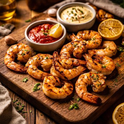 Image of Grilled Shrimp W 2 Sauces