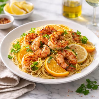Image of Grilled Shrimp with Citrus Pasta