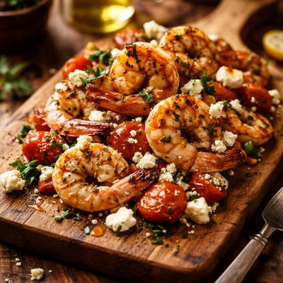 Image of Grilled Shrimp with Feta and Tomatoes
