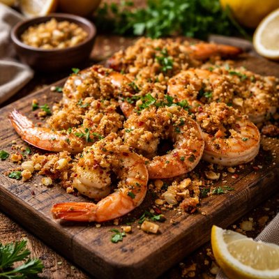 Image of Grilled Shrimp with Garlic and Breadcrumbs