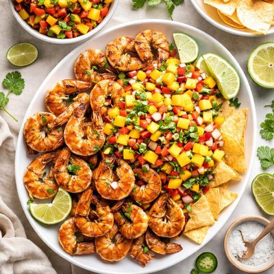 Image of Grilled Shrimp with Mango Lime and Radish Salsa