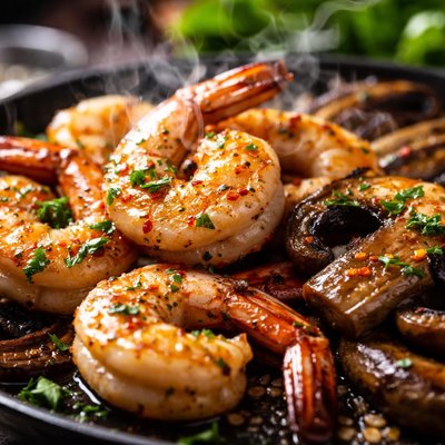 Image of Grilled Shrimp with Portabellas