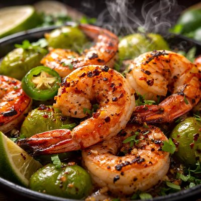 Image of Grilled Shrimp with Tomatillos