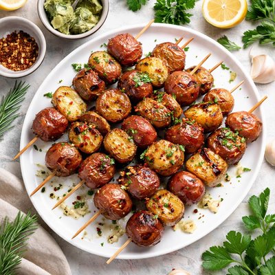 Image of Grilled Skewered Red Potatoes