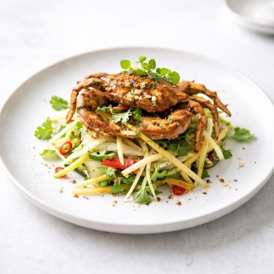 Image of Grilled Soft Shell Crabs with Jicama Salad