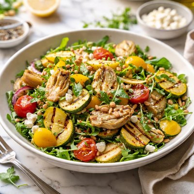 Image of Grilled Squash and Artichoke Salad