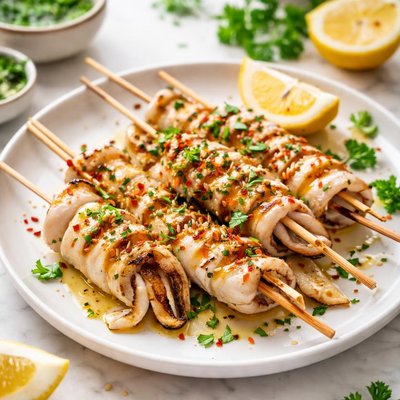 Image of Whole30 Grilled Squid Skewers