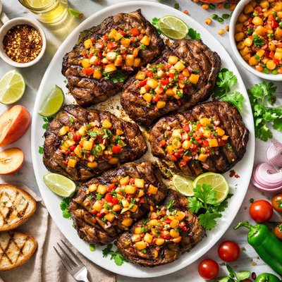 Image of Grilled Steaks with Peppery Peach Salsa