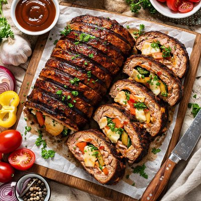 Image of Grilled Stuffed Meatloaf