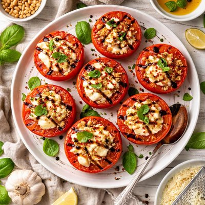 Image of Grilled Stuffed Mozzarella Tomatoes