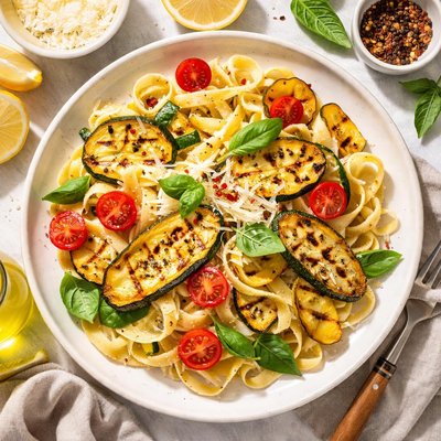 Image of Grilled Summer Squash with Fettuccine