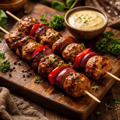 Image of Grilled Swedish Meatball Kebabs