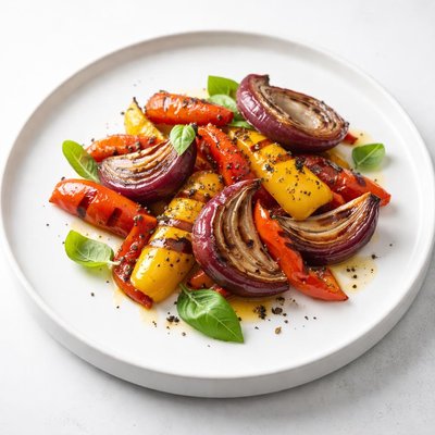 Image of Grilled Sweet Peppers Onions