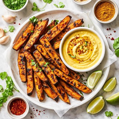Image of Grilled Sweet Potato Fingers with Curry Dip