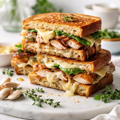 Image of Grilled Swiss Cheese and Chicken Sandwiches