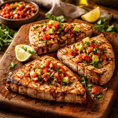 Image of Grilled Swordfish Steaks with Salsa