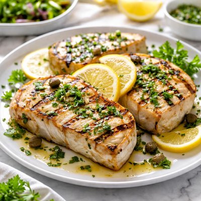 Image of Grilled Swordfish with Lemon Herb Marinade