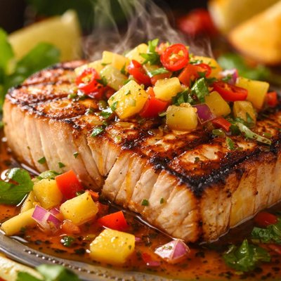 Image of Grilled Swordfish with Spicy Tropical Sauce