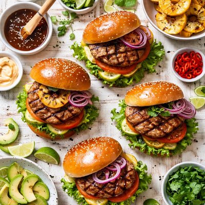 Image of Grilled Teriyaki Pork Burgers
