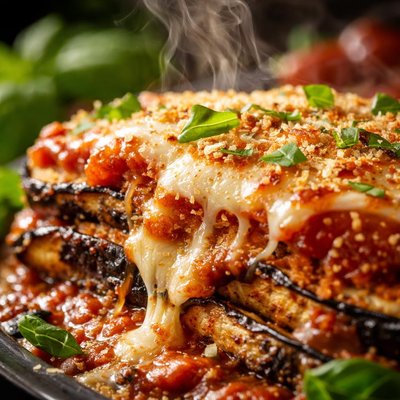 Image of Grilled Then Baked Eggplant Parmesan
