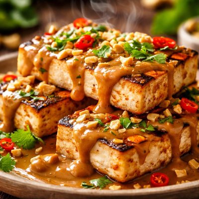 Image of Grilled Tofu with Peanut Sauce