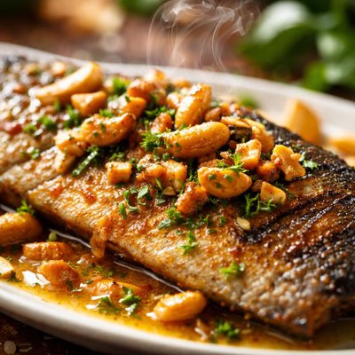 Image of Grilled Trout with Cashew and Garlic Butter