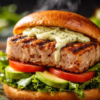 Image of Grilled Tuna Burgers with Wasabi Mayonnaise